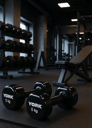 Гантели виниловые york fitness 2×3 кг круглые черные для фитнеса и домашних тренировок