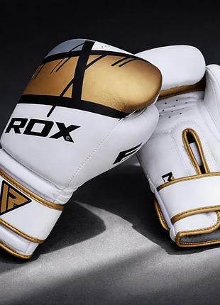 Боксерские перчатки rdx rex leather gold 16 ун. из синтетической кожи гелевое наполнение imt двойная липучка velcro