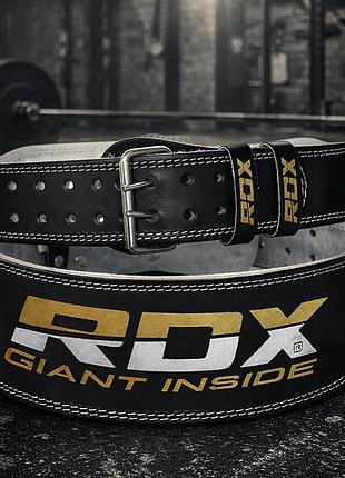 Пояс для тяжелой атлетики rdx gold l кожаный 10 см с поддержкой поясницы двойная пряжка