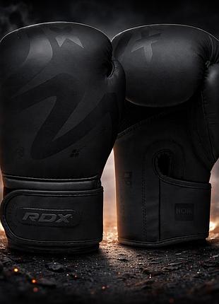 Боксерские перчатки rdx f15 matte black 10 ун. с convex skin eva + xfoam наполнение quadro-dometm вентиляция манжет quick-ez