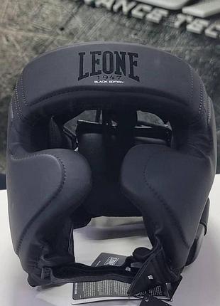 Тренувальні шолом для боксу чорний leone mono black розмір m на шнурівці з липучкою боксерський для голови