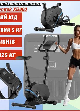 Магнітний велотренажер gymtek xb800 синій для дому 8 рівнів навантаження маховик 5 кг тихий хід до 125 кг