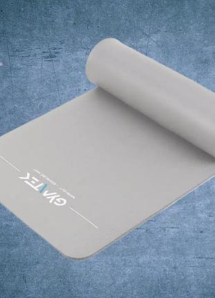 Килимок для фітнесу та йоги gymtek nbr 1,5 см м’який нековзкий амортизуючий сірий