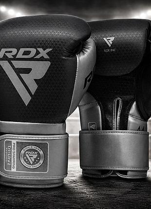 Боксерські рукавички rdx l2 mark pro silver 14 ун. з super skin max-shock equilibrium foam tri-lira2 вентиляція dazzle fabric