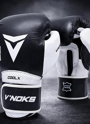 Боксерські рукавиці v`noks aria white 14 ун. з натуральної шкіри nappa піно-гелеве наповнення вентиляція манжет velcro