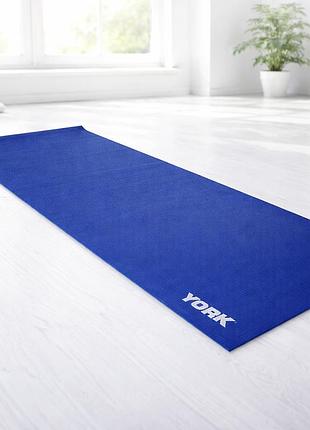 Килимок (мат) для фітнесу та йоги york fitness 0,3см синій антиковзкий товщина 0,3 см 170×61 см з ремінцем для перенесення