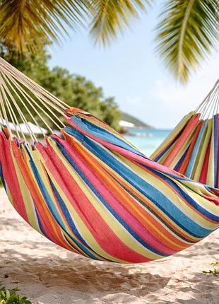 Гамак гавайский jumi garden тканевый 200×150 см нагрузка до 120 кг с чехлом цветной
