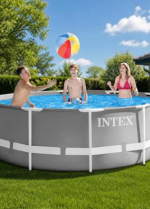 Каркасный круглый бассейн intex 26706-0 305 x 99 см 6500 л без насоса только чаша и каркас prism frame