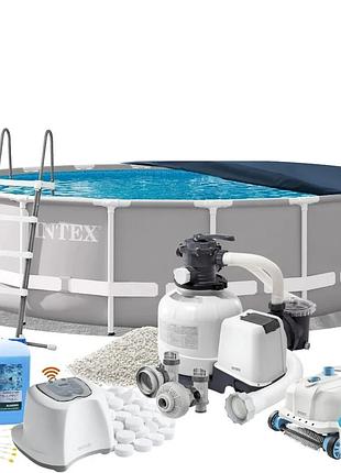 Каркасний басейн maxpro intex 26732-11в1 549 x 122 см (басейн, підстилка, драбина, фільтр 10 500 л/год, пісок, альгенікс,