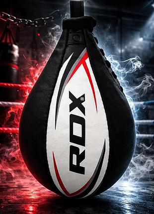 Пневмогруша боксерская rdx leather white из натуральной кожи nappa скоростная груша для бокса без крепления