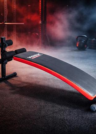 Скамья для пресса york fitness aspire 180 изогнутая складная с регулировкой угла наклона и роликами для ног для пресса до 120 кг