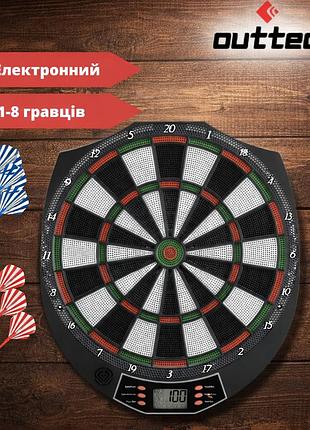 Электронный дартс outtec db1200 с lcd дисплеем автоподсчет очков 1-8 игроков 6 дротиков диаметр 35 см 43×37,8 см