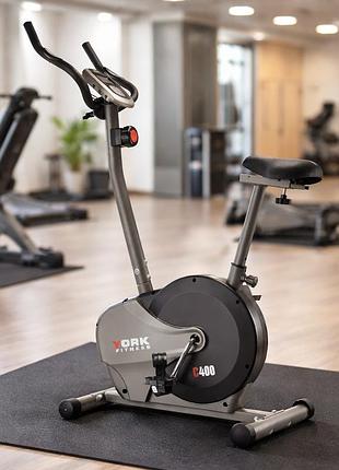 Велотренажер магнітний york fitness c400 з маховиком 6 кг 8 рівнями навантаження датчиками пульсу та lcd-дисплеєм