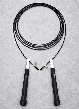 Скакалка швидкісна vnk plastic black 2.85 м спортивна скакалка для боксу та фітнесу