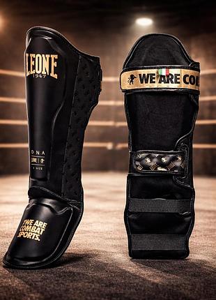 Защита голени leone dna rex leather black размер l накладки для мма и кикбоксинга с гелевой защитой