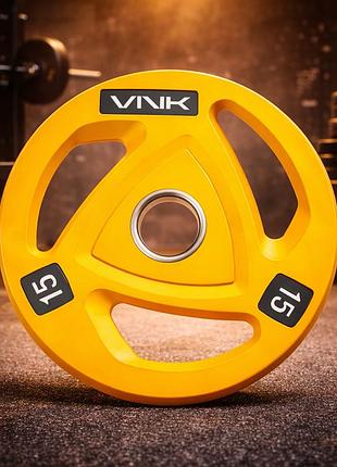Диск для олімпійської штанги vnk pro 15 кг 1 шт млинець професійний металевий 51 мм