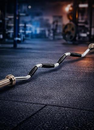 Гриф олимпийский york fitness w-образный 135 см 50 мм с резиновыми рукоятками для бицепса и трицепса