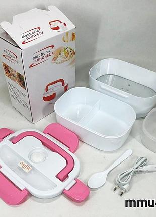 Ланч-бокс електричний із підігрівом lunch heater 220v pro, контейнер для їжі з відсіками red