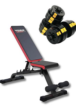 Набор besport powerpro гантели 2х31кг с скамейкой aspire 280 fid