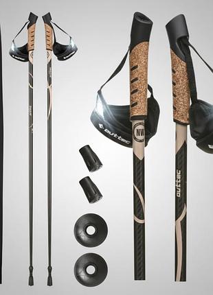 Треккинговые палки outtec carbon 115 см 1-секционные anti-shock 180 г пробковая ручка