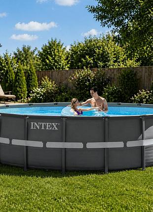 Каркасный круглый бассейн intex ultra xtr 26326-0 488×122 см базовый комплект (чаша + каркас)