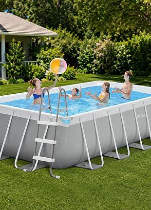 Каркасный бассейн intex 26792, 488 x 244 x 107 см (каркас, чаша, фильтр 3785 л/ч, лестница, тент, подстилка)