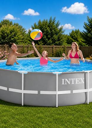 Каркасний басейн intex 26716-0 366×99 см 8592 л без насоса (чаша і каркас) круглий prism frame