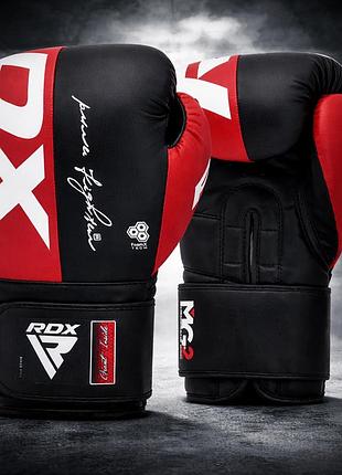 Боксерські рукавички rdx f4 red 12 ун. з maya hide kalix skin membrane grid 2 quick-ez фіксація для тренувань та спарингів