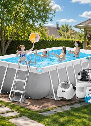 Каркасный бассейн intex 26792-11 488 x 244 x 107 см (каркас, чаша, 7 г/ч, фильтр 7 900 л/ч, лестница, тент, подстилка, набор