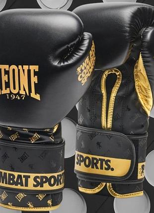 Рукавички для спарингу leone dna black 14 унцій для боксу та єдиноборств чорні тренувальні шкіряні чорні