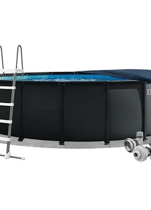 Каркасный бассейн intex 26330-4в1, 549 x 132 см (бассейн, подстилка, лестница, тент)