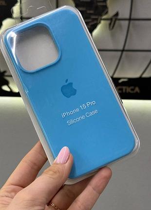 Чохол silicone case з мікрофіброю для iphone 15 pro,якісний чохол для айфон 15 про (колір: блакитний)