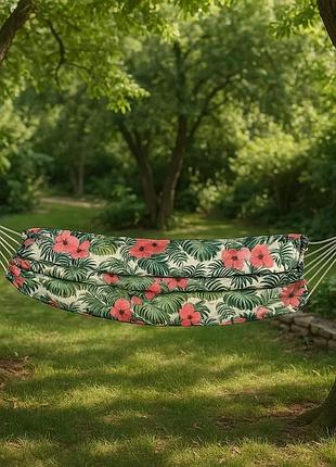 Гамак jumi garden тропик тканевый подвесной для сада и дачи 200×80 см до 150 кг с чехлом для хранения и транспортировки