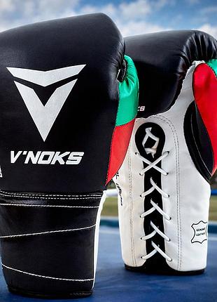 Боксерские перчатки v`noks mex pro 10 ун. из натуральной кожи мексиканский стиль система smartfit шнуровка