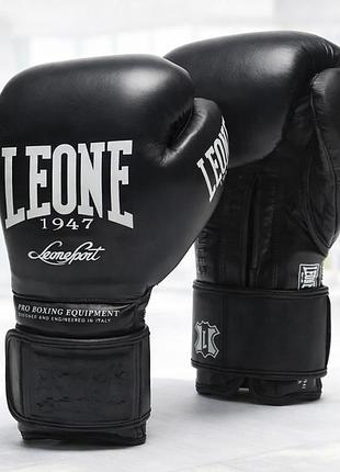 Боксерские перчатки leone greatest black 12 ун. из натуральной кожи пенно-гелевое наполнение тренировочные для спарринга