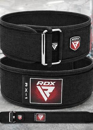 Пояс для тяжелой атлетики rdx rx-1 black размер l нейлоновый пояс для пауэрлифтинга и силовых тренировок