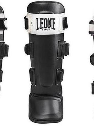Защита голени и стопы leone shock black m накладки на ноги для кикбоксинга единоборств тайского бокса черная.