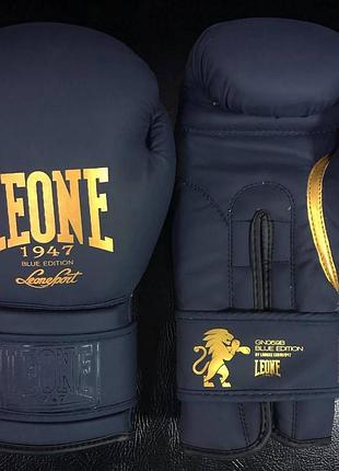 Рукавички боксерські leone mono blue 12 унцій сині для боксу та єдиноборств спортивні тренувальні