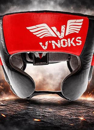 Боксерский шлем v`noks potente red размер xl кожаный защитный шлем для бокса с полной защитой ушей