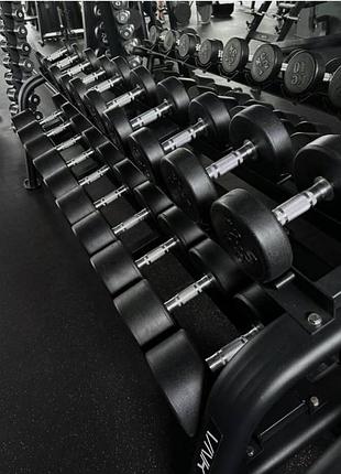 Гантель цільна професійна vnk pro 40 кг 1шт нерозбірна гумова для фітнесу спортзал будинку