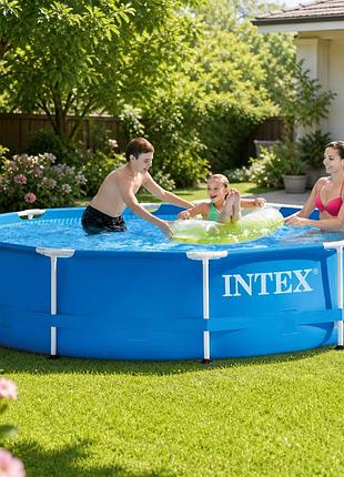 Каркасний басейн intex 28200 305×76 см 4485 л круглий metal frame сімейний без насоса