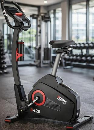 Велотренажер электромагнитный york fitness c420 с маховиком 18 кг 32 уровнями нагрузки 17 программами пульса