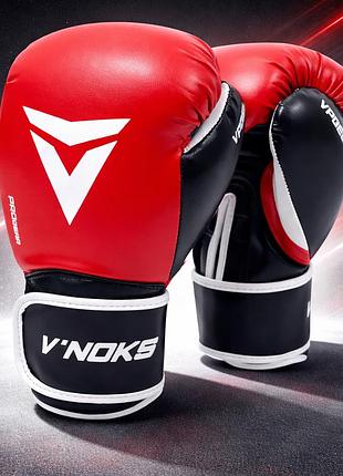 Боксерські рукавички v`noks lotta red 10 ун. з багатошарової штучної шкіри піно-гелеве наповнення вентиляція манжет velcro