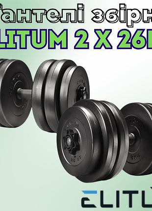 Гантелі збірні композитні elitum 2 х 26кг з abs-дисками гвинтові грифи отвір 31 мм