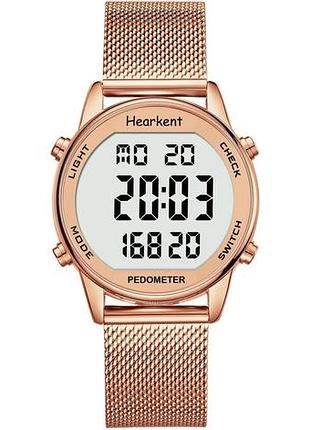 Жіночий електронний годинник hearkent з крокоміром rose gold