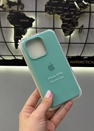 Чохол silicone case з мікрофіброю для iphone 15 pro,якісний чохол для айфон 15 про (колір: бірюзовий)