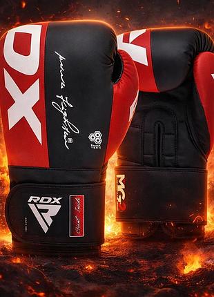 Боксерські рукавички rdx f4 red 16 ун. з maya hide kalix skin membrane grid 2 quick-ez фіксація для тренувань та спарингів