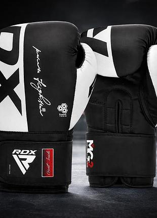 Боксерські рукавички rdx f4 white 14 ун. з maya hide kalix skin membrane grid 2 quick-ez фіксація для тренувань і спарингів
