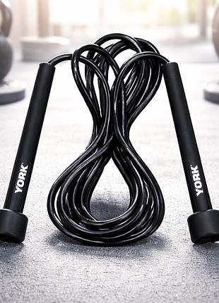 Скакалка фітнес york fitness pvc з регульованим пвх-тросом і пластиковими ручками для кардіо кросфіту схуднення