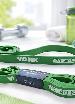 Латексна резинка для фітнесу york 20-40кг 2080x32x4,5 мм зелений для інтенсивних тренувань кросфіту та розвитку витривалості